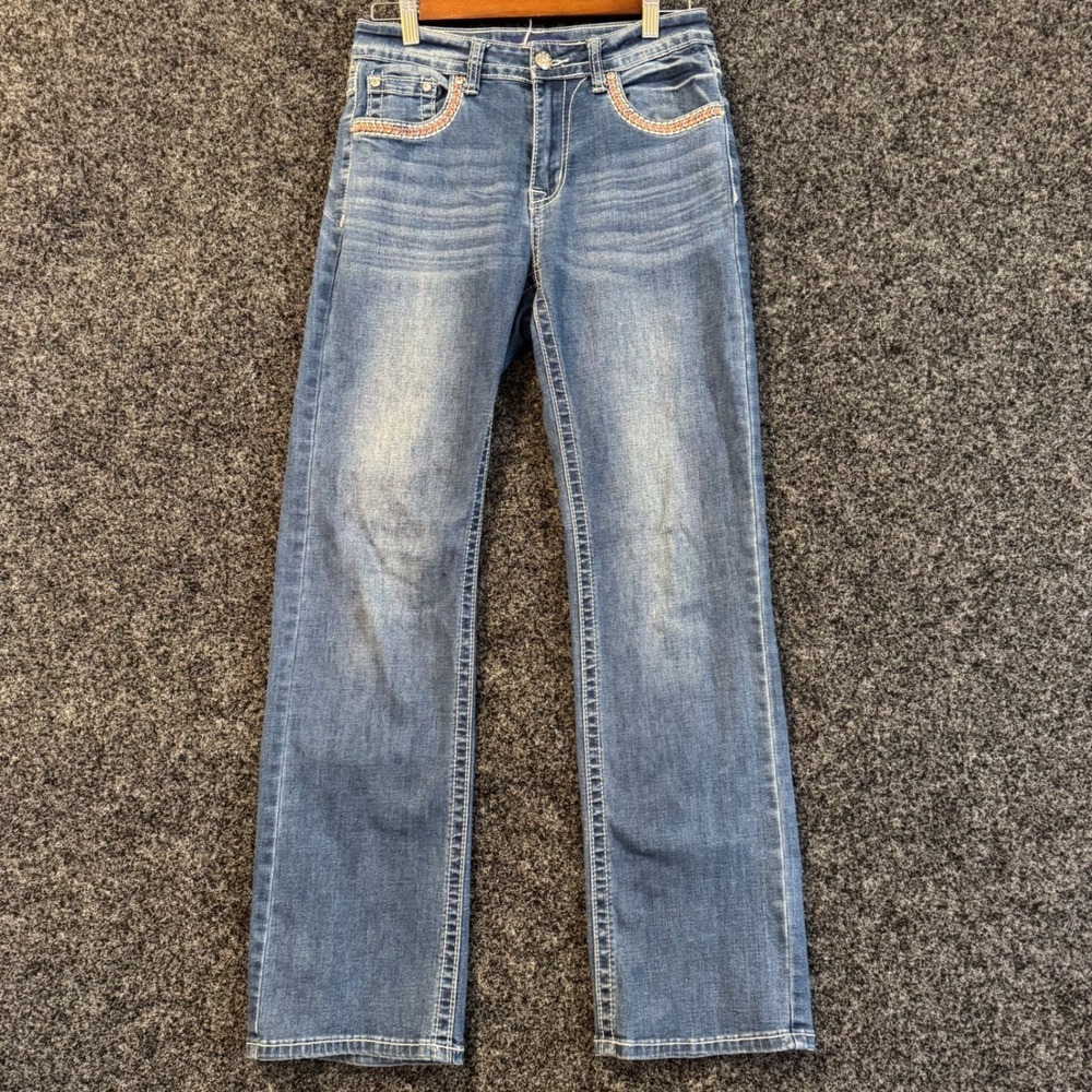 Westfield‎ Eagle Womens Jeans Rhinestone Embellished Pocket Bootcut Blue Size 7